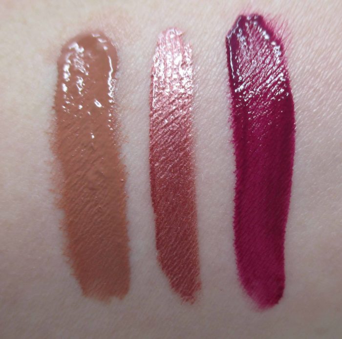 Paint On Liquid Lipcolor Swatches: Bronze Leaf, Laquer Lover, Orchid Flare